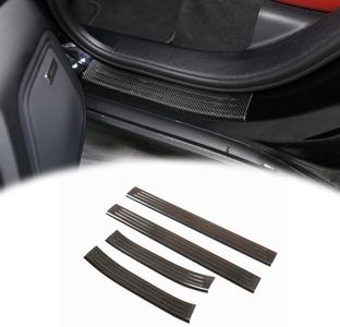 Real Carbon Fiber Car External Threshold Strip Protective Sticker Welcome Pedal for Porsche Macan 2014-2020 Car Interior Accessories (Black)