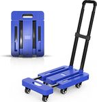 Dhavl Portable Folding Luggage Platform Trolley Cart with 6 Wheels Upgrade Large Wheels Withstand 150 kg Hand Truck (Blue)(360 Degree Rotating Wheel)