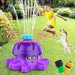 Outdoor Toys for Toddlers, Water Spray Sprinkler for Kids Boys Girls, Garden Spinning Sprinkler Toys, 2 Hose Adapters for Water Fun, 360° Water Spray, Summer Toys for 3 4 5 6+ Year Old, Fits All Hoses