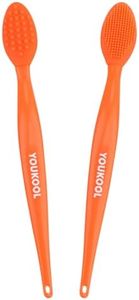 Lip Scrub Brush,Double-Sided Silicone Exfoliating Lip Brush Tool for Smoother and Fuller Lip Appearance,Orange,2pcs