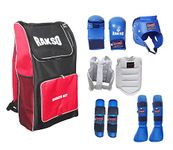 RAKSO 002 Karate Kit (Set of 6 Pieces) Hand Gloves, Head Guard, Chest Guard, Shin Guard, Arm Guard, Bag (M, Blue)