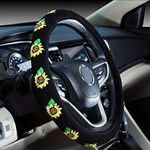 Mayco Bell Automotive Women Embroidery Cute Car Steering Wheel Cover (Sunflower)