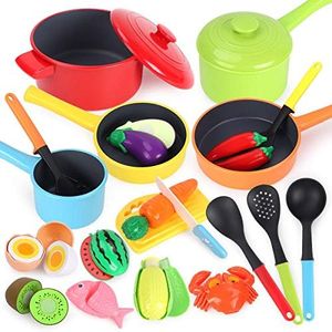 REMOKING Kids Kitchen Pretend Play Food,Cooking Accessories Playset,Pots and Pans,Cookware, Utensils, Vegetables,Learning 3 4 5 Years Old Preschool Toddlers Boys Girls Children,Kid Christmas Present