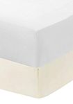 Dudu N Girlie Mini Cot Fitted Sheet 50 x 100 | Space Saver Cot Sheets 100 x 50cm | Hypoallergenic Travel Cot Sheet Breathable Easy Care | Junior Bed sheets (Pack of 2, White & Cream)