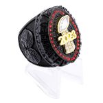 2023 Fantasy Football Championship Ring | Black Gunmetal Plated Award For Fantasy Football Trophy League Winner | Color Stones (size 13, Red Outer)