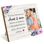 IAXIC Aunt Gifts Photo Frame Aunt Birthday Aunt And Niece Gifts Rustic Picture Frames Great Aunt Gifts for Women Her Christmas Best Auntie Ever Gifts Purple Floral Wooden Picture Frames