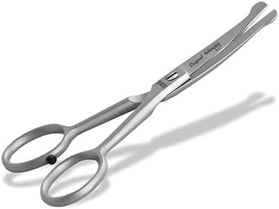 Fellschere aus Solingen Hunde Haarschere Pfotenschere mit einseitiger Mikroverzahnung Made in Germany Hundeschere mit gebogener Schnittfläche für die Fellpflege von Hunden Katzen Haustieren (11,7 cm)