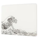 GMKWTL Glass Gaming Mouse Pad, White Kanagawa Hard Mousepads for Gaming,Professional Large Mouse Mat 410mm*310mm, Special Glass Surface with Improved Precision and Speed