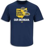 Smack Apparel Bichigan (Anti-OSU) T-Shirt for Michigan College Fans (SM-5XL) (Navy Short Sleeve, Medium)