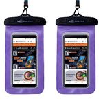 GRAND PITSTOP Universal Waterproof Mobile Pouch Cellphone Dry Bag Case for iPhone, Samsung, Pixel, Mi, Moto up to 7.0 inch – Purple (Pack of 2)