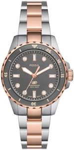Fossil Women's Blue Dive Quartz Stainless Steel Three-Hand Watch, Color: Two Tone (Model: ES5348)