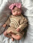 TERABITHIA 19 Inches Real Baby Size Rooted Eyelashes Sleeping Lifelike Reborn Baby Doll with Painted Hair Realistic Newborn Premie Dolls Look Real, A Moment in My Arms, Forever in My Heart