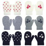 Qkurt 6pcs Toddler Magic Stretch Mittens, Unisex Knit Mitten Kids Mitten Winter Mitten for Daily Wear