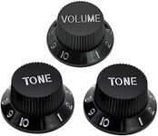 Musiclily Metric Strat Knobs 1 Volume 2 Tone Control Knobs Set for Strat Style Electric Guitar, Black