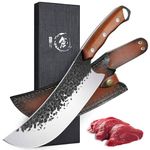 Purple Dragon Japanese Chef Knife 8 Inch, Hand Forged Kitchen Knives with Sheath, Full Tang Ultra Sharp ATS-34 Cleaver Knife for Meat Cutting, Home Kitchen Cooking BBQ