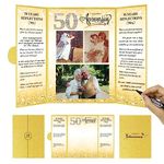 DARUNAXY 50th Anniversary Memory Book Alternative Signature Certificate Picture Frame, Gold Happy 50 Anniversary Keepsake Gifts for Couple Wife Husband Cheer to 50 Years Photo Album Party Decorations