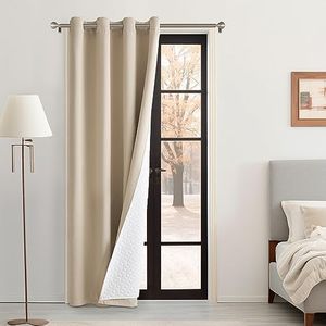 MIULEE Tenda Termica Isolante Freddo e Caldo, Tende Doppio Strato con Anelli Tende Termiche Isolanti per Interni, Beige Tenda per Porta Inverno Termica, 1 Pezzo Tende Isolanti Termiche da Interno