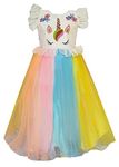 My Lil Princess Girls' Maxi Dress Orange Unicorn Gown_26_5-6 Years