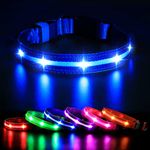 MASBRILL Led Dog Collar-Rechargeable Light Up Dog Collars Water-Resistant Lighted Dog Collar Flashing Glowing Dog Collar Night Walking Collar for Dogs