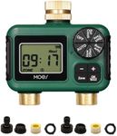 MOES 2 Outlet Sprinkler Timer, Brass Inlet & Outlet, Programmable Automatic Irrigation Controller, Rain Delay, Manual Watering, 2 Zone Water Hose Timer for Gardens, Lawns, and Hose Systems