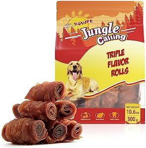 Jungle Calling Triple Flavor Rolls Dog Treats, Made with Real Chicken Duck Beef Meat, Rawhide Free Dog Snacks,Healthy, Easily Digestible, and High Protein Dog Treat, 10.6 oz