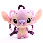 Cartoon Lilo Stich Angel Plush Backpack Children Backpack Soft Stuffed Boys Girls School Bag Purse (Pink)