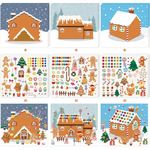 Christmas Gingerbread House Stickers-30Pcs DIY Make Your Own Gingerbread House Stickers Christmas Crafts,Christmas Activities Party Game Treats Goodie Bag Filler Stickers