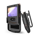 BELTRON Case with Clip for Motorola RAZR 5G (AT&T/T-Mobile), Snap-On Protective Cover with Rotating Belt Holster Combo & Built in Kickstand for Motorola Moto RAZR 5G Flip Phone (2020) XT2071 - Black