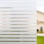 Window Films Non-adhesive Office Glass Film Static Cling Window Film Privacy White Stripe For All Kinds of Smooth Glass Surface (44x200cm)