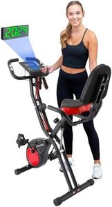 YYFITT 3-In-1 Folding Exercise Bike, Stationary Bikes for Home with Arm Workout Bands, Indoor Fitness Bike with 16 Levels Magnetic Resistance, Fully Support Back Pad and Phone/Tablet Holder