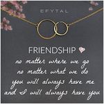 EFYTAL Friendship Necklaces, Two Circle Sterling Silver or Gold Necklace for Women, Friend Gifts for Women, Gifts for Best Friends Women, Bff Gifts for Women, Birthday Gifts for Friends Female, Gold