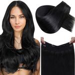 LaaVoo Wire Hair Extensions Real Hair Extensions Black Hair Extensions 18 Inch 80g Invisible Remy Hair Extensions Human Hair #1