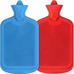 SteadMax (2 Pack) Hot Water Bottles, 2 Liter Natural Rubber -BPA Free- Durable Hot Water Bag for Hot Compress and Heat Therapy, Pain Relief Heating Pad, Random Colors