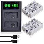 LP-E5 LP E5 Battery and LED Display Dual Charger Compatible with Canon EOS Rebel XSi, Rebel T1i, Rebel XS, 1000D, 500D, 450D, Kiss X3, Kiss X2, Kiss F