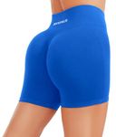 JOYSPELS Scrunch Bums Gym Shorts for Women - Seamless Cycling Shorts Gym Yoga Ladies Soft Smooth Running Shorts Booty Butt Lifting Short for Women - IndigoBunting - L Blue