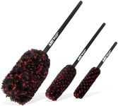 ABN Car Wheel Brush 3 Piece Set - Wool Detailing Wheel Brush Set for Tires and Rims - Long Handled Woolie Wheel Brush Wands