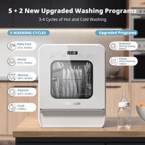 AIRMSEN Portable Dishwasher, 5L Compact Countertop – White