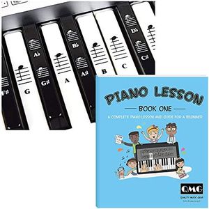 QMG Piano and Keyboard Stickers and Complete Piano Music Lesson and Guide Book for Kids and Beginners