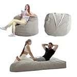 MAXYOYO Bean Bag Bed - Convertible Folds from Bean Bag Chair to Bed - Large Sofa with Soft Cover and Fluffy Filling Included for Adult, Couples, Guest (Gray, Queen)