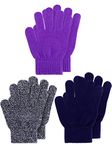 3 Pairs Kids Winter Magic Gloves Children Stretchy Warm Gloves Knit Mitten Gloves for Boys Girls Riding Cycling Bike Outdoors Sports (Stylish, M)