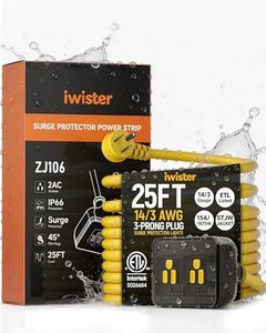Iwister Outdoor Power Strip, 2 Wide Outlets, 1875W/15A, 25FT 14AWG Heavy Duty SJTW Extension Cord with Surge Protector, All-Weather & IP66 Waterproof, Suitable for Outdoor Use, Patio, Garden, Pool, RV