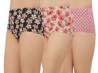 THIRD QUADRANT Cotton Stretch High Rise Full Coverage Printed Hipster Panty | Underwear for Women | Panties for Women (Pack of 3) Assorted (XXL, Printed)