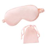 dressfan Silk Eye Mask Sleep Mask Blindfold Blackout Eye Cover Portable Eye Shade Cotton Filled with Elastic Strap for Women & Men,Pink