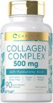 Carlyle Collagen Complex with Hyaluronic Acid 500mg 90 Capsule Pills | Hydrolyzed Supplement Non-GMO, Gluten Free