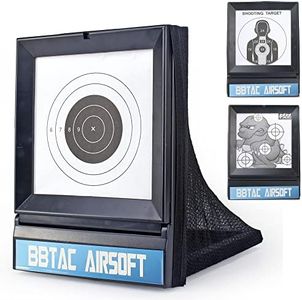 BBTac Airsoft Target with Trap Net Catcher, Stand and Paper Target, for Airsoft Gun Training Shooting BB Pellets Indoor Outdoor