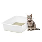 IRIS USA Large Open Top Cat Litter Box, Kitty Litter Pan, Pearl