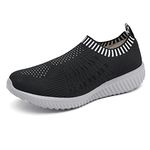 TIOSEBON Women's Walking Shoes Lightweight Breathable Yoga Travel Sneakers 7 US Black-Gray