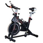 Soozier Upright Stationary Exercise Bike Indoor Cardio Workout Training Bicycle w/Adjustable Resistance LCD Monitor Phone Holder Black