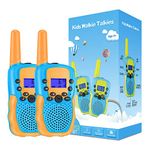 Kearui Kids Walkie Talkie 2Pack, Walkie Talkie for Kids 8 Channels 2 Way Radio with LED Flashlight and LCD Screen, Toys for 3 4 5 6 7 8 Years Boys & Girls Adventures, Camping, Hiking (Blue-Orange)