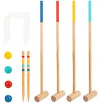 TOOKYLAND Kids Wooden Croquet Set - 17pcs - 4 Player Game Set with Carry Bag, Ages 3+